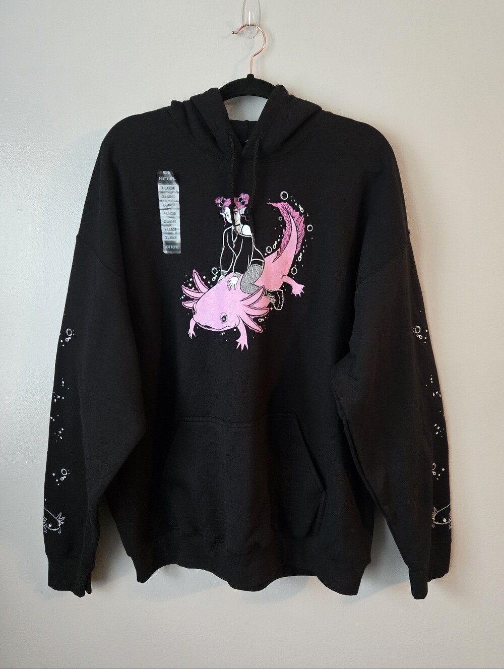 NWT Nico Salazar Axolotl Anime Hoodie XL Black Goodie Two Sleeves Pullover